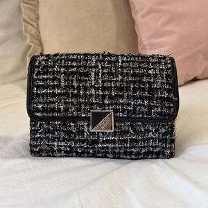 DKNY Black and White Tweed Clutch
